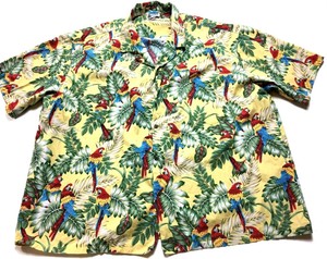 Aloha-Republic-Hawaiian-Mens-Yellow-Floral-Parrots-Front-Pocket-Shirt-Size-5XL
