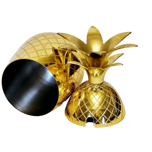 Gold Ananas Becher Cocktailbecher Party Trinkbecher mit Deckel Edelstahl - Bild 3 von 5