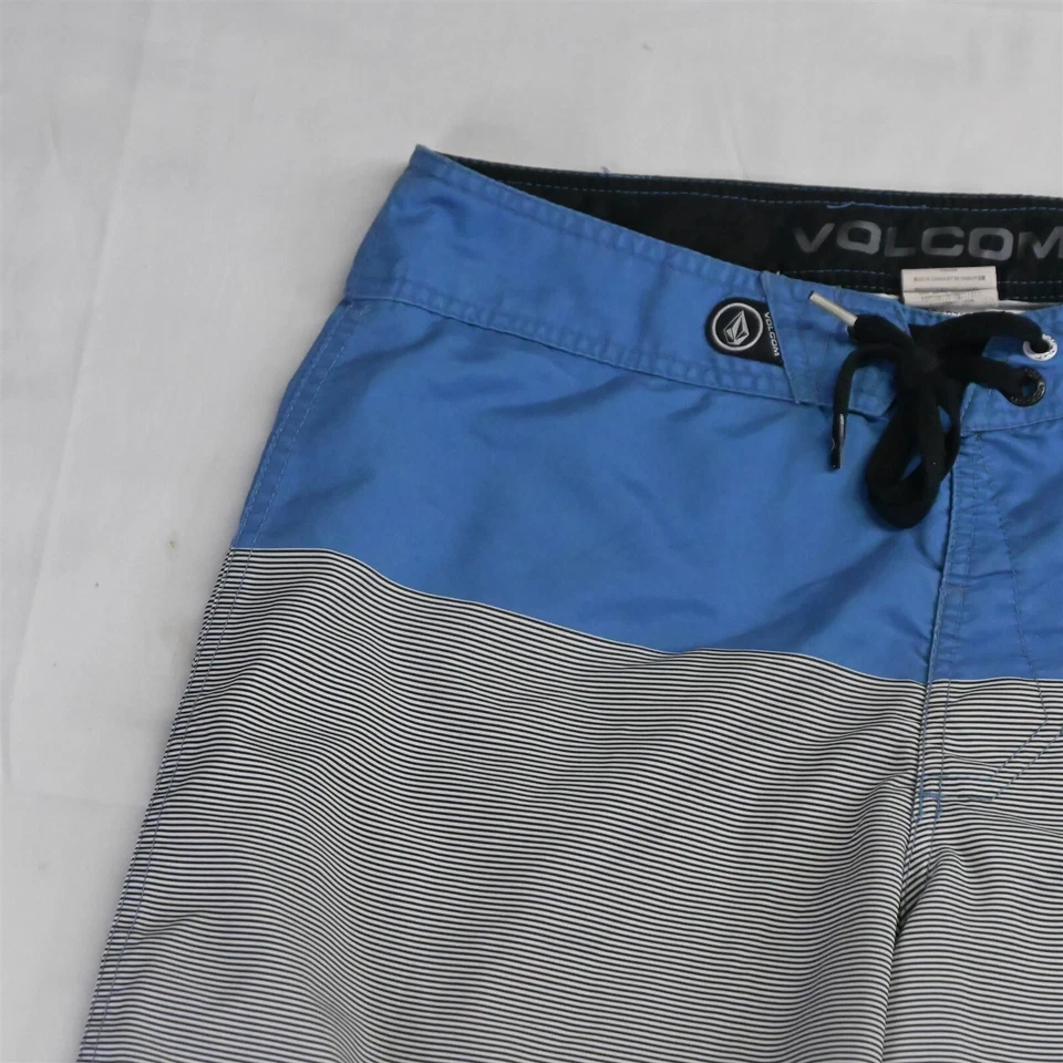 Volcom 32 x 10" Blue Red Stripe Unlined Board Hybrid Shorts - Image 2 of 4
