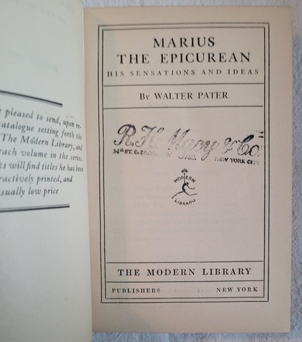 Marius the Epicurean by Walter Pater, The Modern Library, R. H. Macy & Co. - Bild 5 von 8