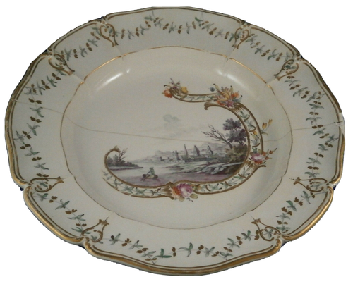 Antique 18thC Nymphenburg Porcelaine Scenic Plaque Porzellan Teller Szene Scène
