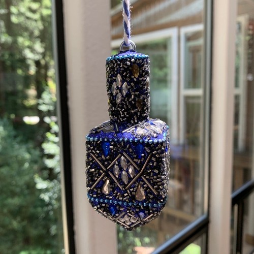 5 Lot Dreidel Chanukka Ornamente Glitzer 4,5" Spiegel/Glasperlen Dreidle SCHÖN - Bild 20 von 23