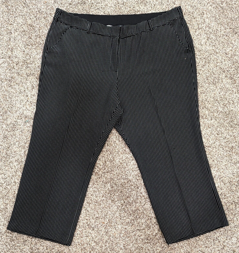 Lane Bryant Size 28 Black & White Dot Wide Leg Dress Pants Stretch Comfort Waist - Picture 2 of 8