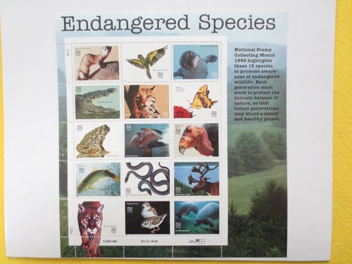 Doc Scott #3105 Endangered Species 32¢ 1996 Sheet of 15 MNH Carded and Sealed - Picture 1 of 4