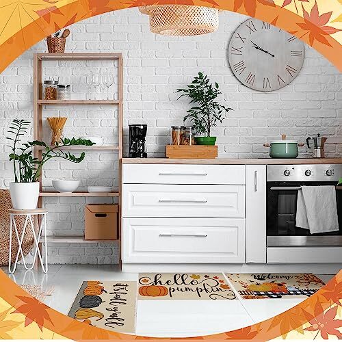 3 Pcs Fall Welcome Mat Oudoor Thanksgiving Rug Door Mat Kitchen Mat Farmhouse - Picture 6 of 7
