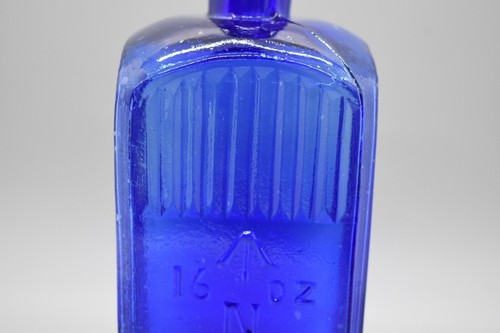 Admiralty 6.5" Poison Bottle 16oz Cobalt Blue English Navy Crow's Foot Arrow N - Picture 3 of 11