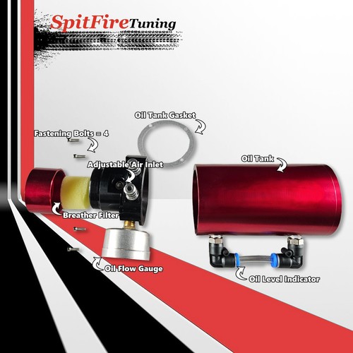 Oil Catch Can Reservoir Baffled Tank Breather Universal Red V2.0 Fits Mazda - Picture 4 of 10