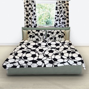 Football Double Duvet Cover Set Black White Green Reversible