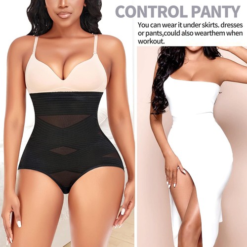 1-2 Pack Womens High Waist Body Shaper Underwear Tummy Control Slimming Panties - Picture 7 of 21
