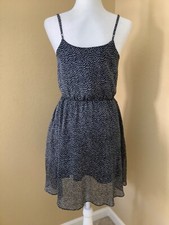 Ann Taylor Loft Women's Spaghetti Strap Sheer Navy/White Dress Lined Size XS