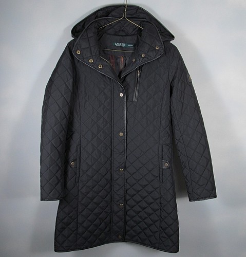 LRL Ralph Lauren Coat Jacket Womens XS Black Hooded Quilted Full Zip 18193 - Picture 12 of 12
