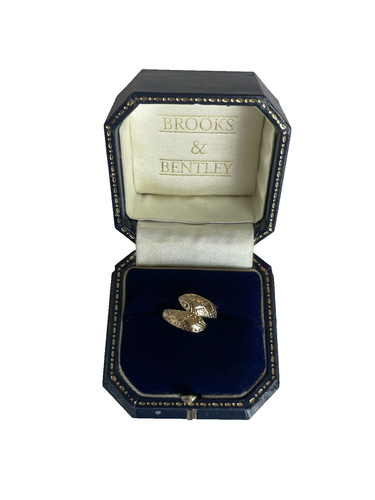 Schlangenkopf Ring 9 kt Gold 1987 Vintage Doppelkopf Schlangenring - Größe P - Bild 1 von 20