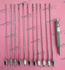 LipoSuction Luer Lock Set of 11 Pcs 4mmx25cm & Handle Plastic Cosmetic Surgery
