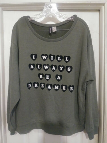 Top para mujer H&M dividido gris/blanco/negro mezcla algodón estampado manga larga talla xl - Imagen 2 de 8