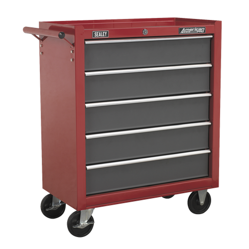 Sealey Rollcab 5 Drawers With Ball Bearing Runners Two Keys - Red/Grey AP22505BB - Picture 1 of 16
