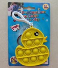 Push Pop Squishers, Pop it style keychain, Yellow Duck, Fidget Sensory Toy