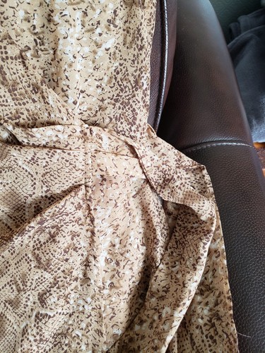 BOOOHOO BROWN ANIMAL PRINT WRAP OVER SHEER PLAYSUIT SIZE 8 - Picture 8 of 9