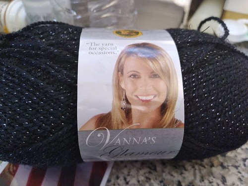 Lion Brand Vanna's Glamour Yarn Skeins Black Onyx + Metallic Accents