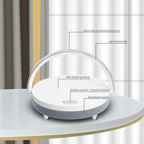Cargador inalámbrico de 15 W para iPhone, altavoz Bluetooth lámpara de cabecera luz nocturna - Imagen 9 de 14