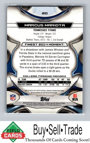 2015 Finest #20 Marcus Mariota Refractor Rookie - Bild 2 von 2