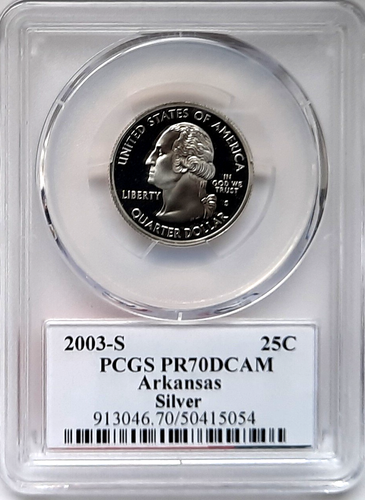 2003-S Silver Proof Arkansas State Quarter-PCGS PR 70 DCAM-State Flag - Picture 2 of 4