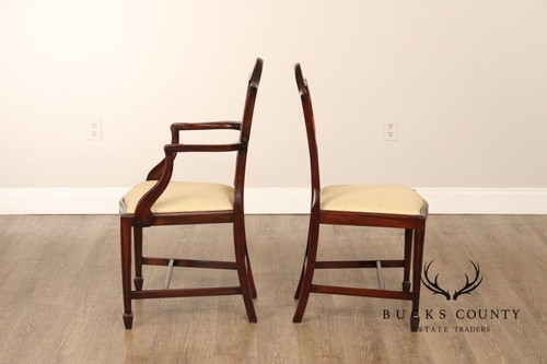 George III Style Quality Set Of Eight Carved Mahogany Shield Back Dining Chairs - Picture 13 of 18