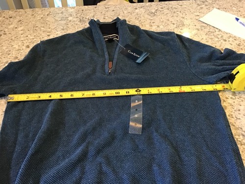 CLUBROOM Mens Blue Wing Heather Classic Fit Quarter-Zip Fleece Sweater Sz S $65 - Picture 7 of 8