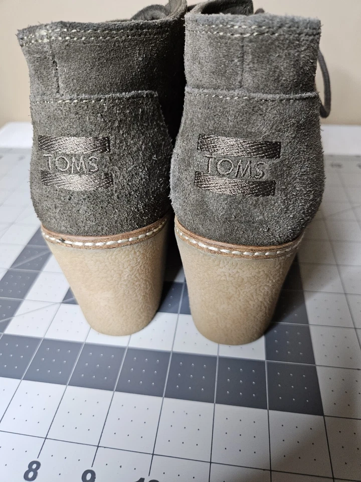 Botines Toms Gamuza Cuña Con Cordones Zapatos para Mujer Talla 8.5 Verde Oliva Foto 2 de 4