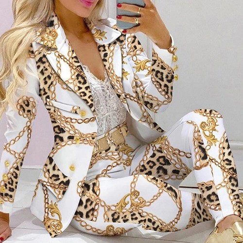 2Pcs Women Business Blazer Suit Jacket Tops+Pants Ladies OL Formal Work Coat Set - Picture 4 of 22