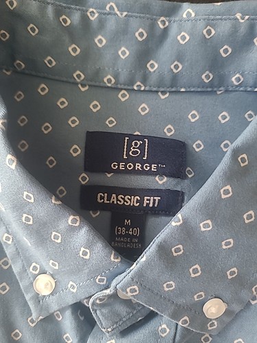 NWT Men's M Classic Fit Short Sleeve Dress Shirt Blue with White - Picture 3 of 4