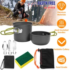 Portable Outdoor Camping Cookware Pot Cooking Set Backpacking Hiking Picnic