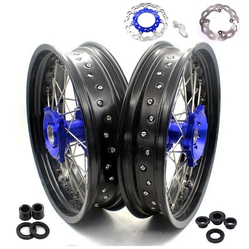 KKE 17'' For SUZUKI DR650SE 1996-2024 Supermoto Cush Drive Motard Spoked Wheels - Foto 11 di 11