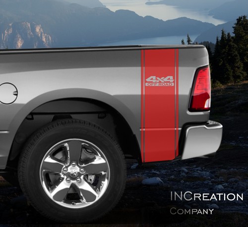 Truck Decals Stripes 4x4 Rear Bed Sticker Off Road Rally Vinyl Graphics set of 2 - Picture 2 of 5