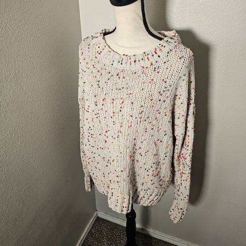 Seven 7 Women's Fria Pompom Sprinkles Jumper Open Knit Sweater Pullover Small - Picture 2 of 12