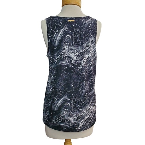 MIchael Kors Black White Marble Tank Top Scoop Neck Wrinkle Resistant Sz L - Picture 3 of 7
