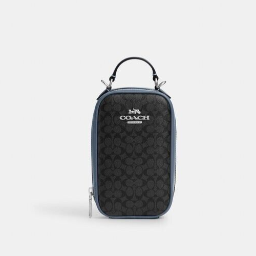 $250 NEW Coach Eva XL Phone Crossbody Bag Purse Micro Sig C Graphite Blue CF368 - Picture 6 of 11