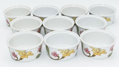 10er Set Auflaufförmchen Jugendstil Lave Vaisselle Dekor Grand Feu~Frankreich~Top