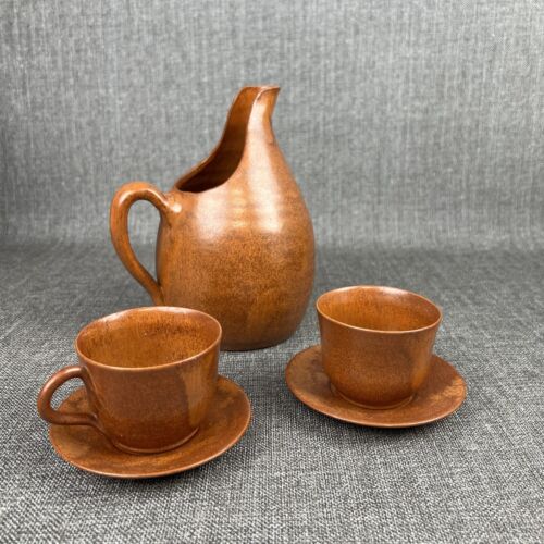 Jarra de cerámica vintage tazas y platillos con bandeja - Imagen 2 de 18