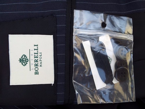 NWT $6000 BORRELLI NAPOLI HAND STITCHED FULL CANVAS NAVY BLUE DECONST. SUIT 42 - Picture 6 of 9