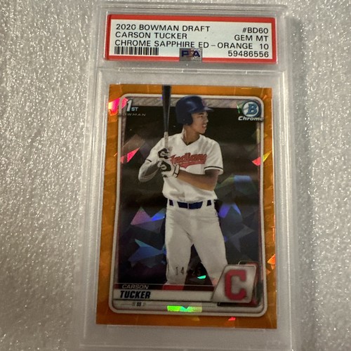 2020 Bowman Chrome Draft Sapphire Carson Tucker Orange Refractor #14/25 PSA 10 - Picture 8 of 11
