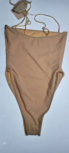 SAME LOS ANGELES One Piece Swimsuit Womens Color Beige(Suede) Sz Small - Picture 12 of 12