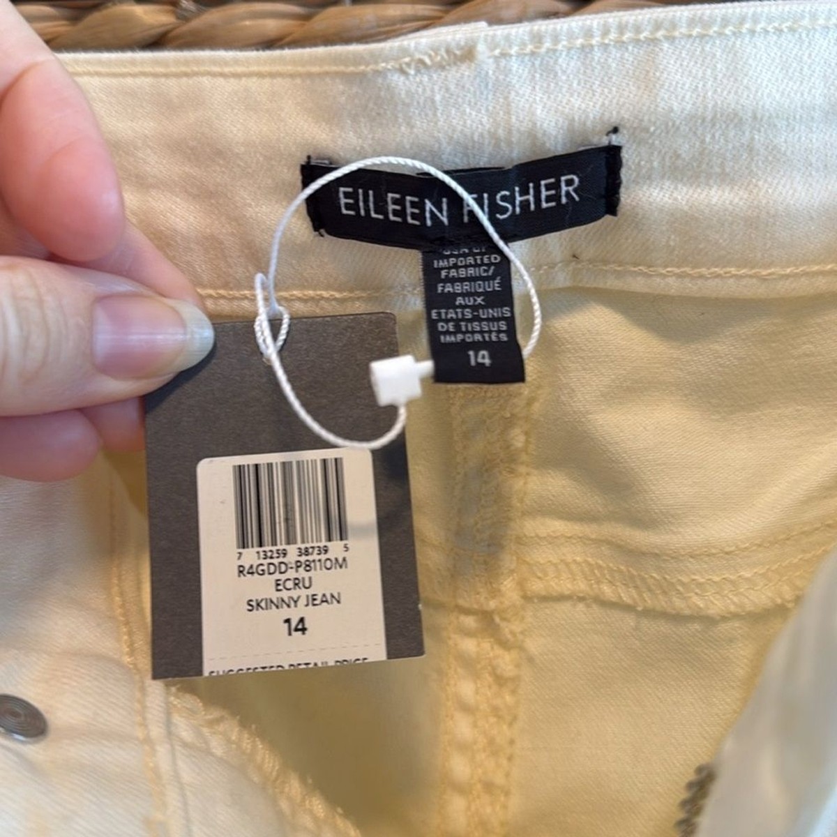 NWT Eileen Fisher Mid-Rise Ecru Cream Organic Stretch Cotton