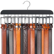 Belt Hanger for Closet Max 42 Belts, Sturdy Wood Belt Rack Closet Accessories...