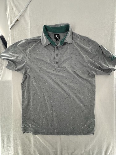 FootJoy Polo Shirt Mens Medium Grey Short Sleeve Confetti Print Stretch Golf