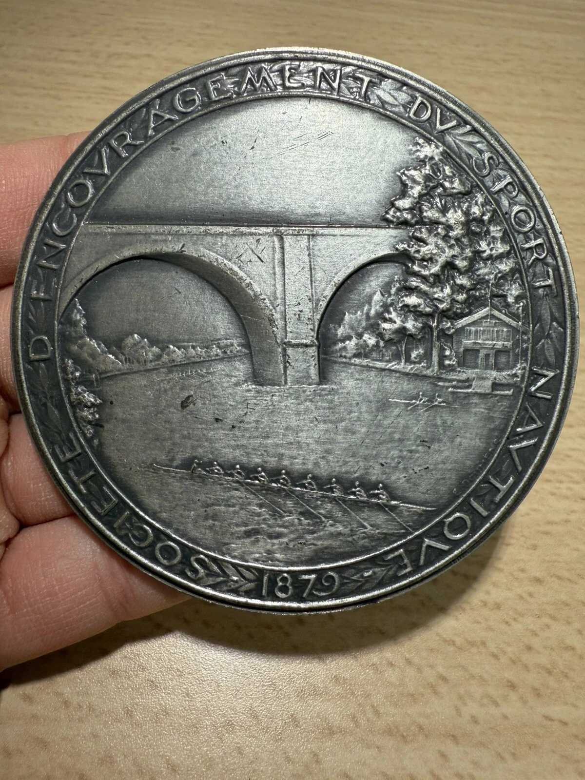 Médaille Centenaire société du sport Nautique En Bronze 183,43 Grammes