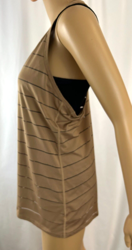 Camiseta sin mangas para mujer Athleta tostada/marrón espalda deportiva, rayas horizontales transparentes talla M - Imagen 4 de 12