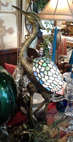 Gorgeous Stained Glass Heron Lamps 24" tall Sold separately - Picture 4 of 11