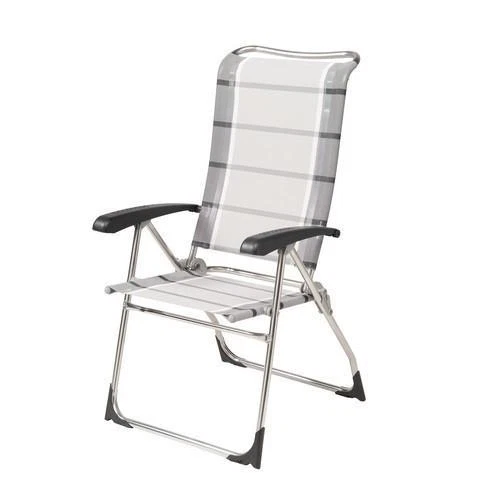 Dukdalf Aspen Folding Caravan Chair Grey Stripe Latest Model 8 Position Recline