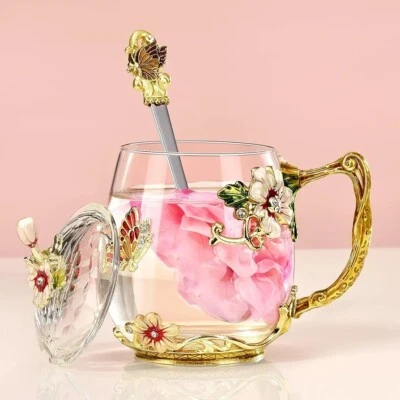 Wisolt Mindfulness Gifts for Women Christmas Presents for Women Flower Glass Tea