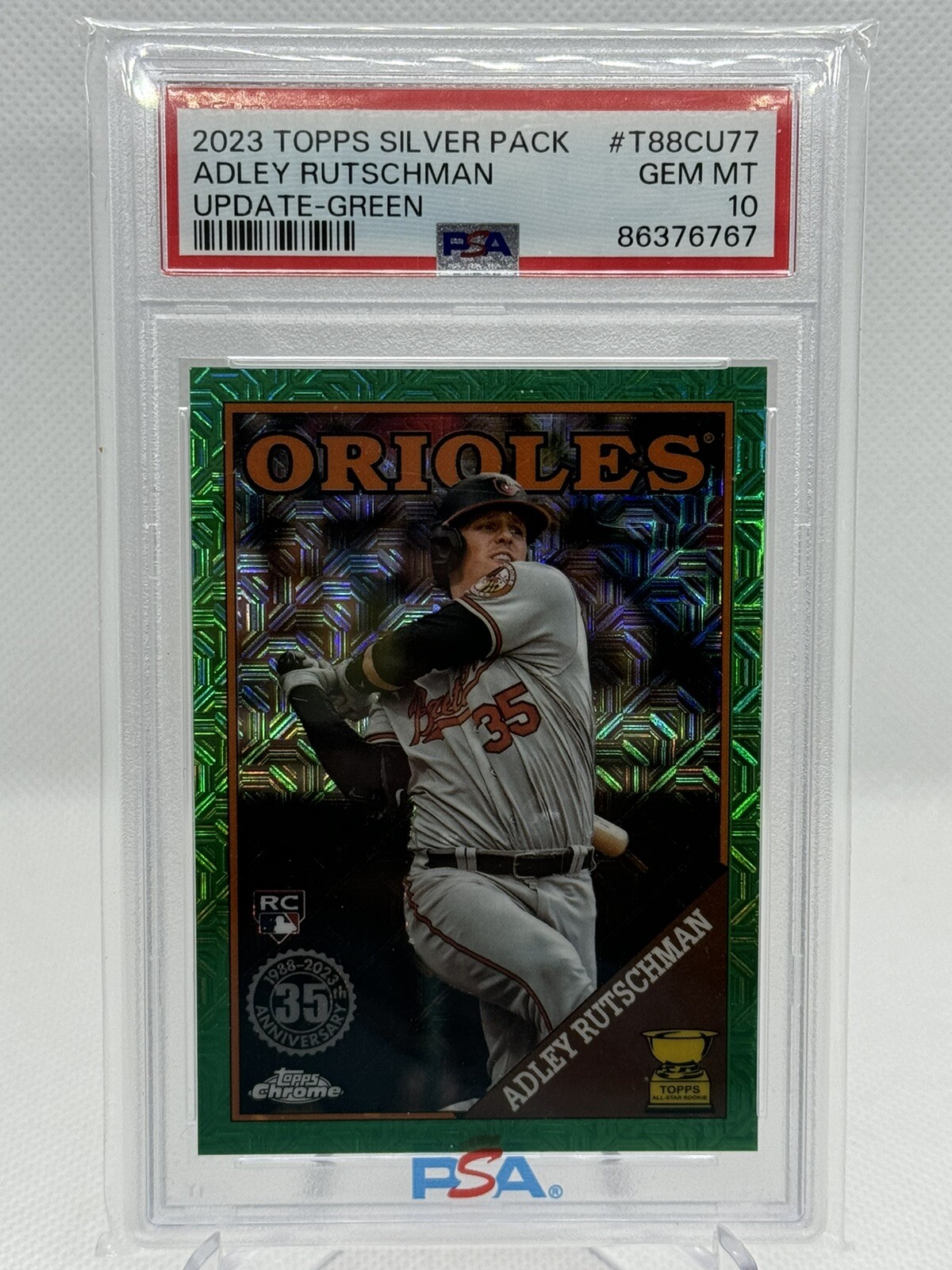 Adley Rutschman 2023 Topps Silver Pack Update PSA GEM MT 10 RC /99 Green SP